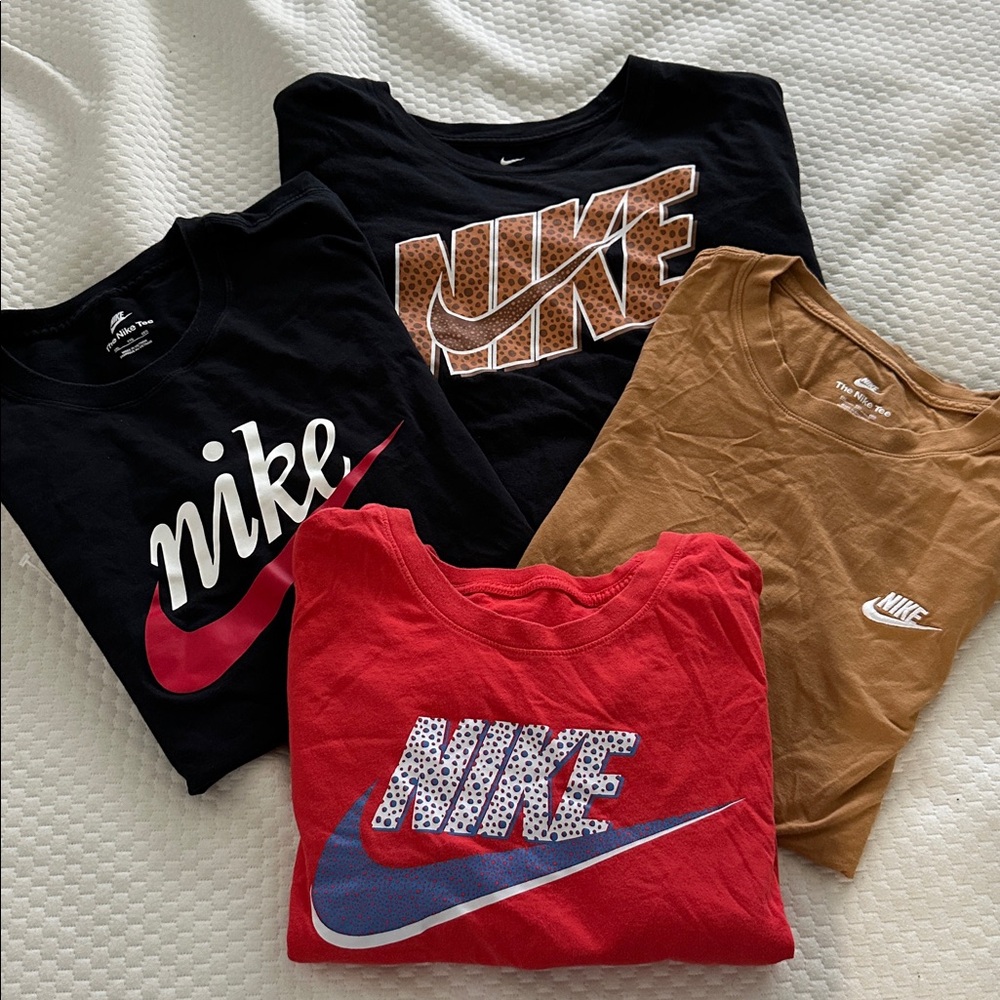 Nike Logo T-Shirts in Black, Red, and Brown